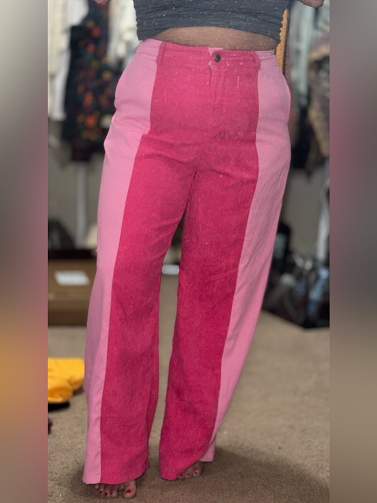 Pants - Colorblock Pink Wide-Leg Pants